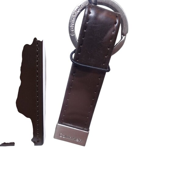 NIP Calvin Klein RFID Slimfold Extra Capacity Wallet With Key Fob Brown Leather - Picture 5 of 6